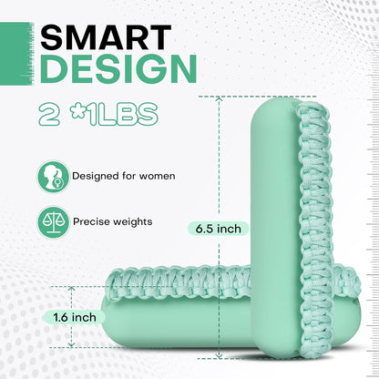 Hand Weights Set for Women Men, Soft Dumbbells of 2 (1lb, 2lbs or 3lbs), Walking Weight with Hand Strap for Aerobics, Jogging, Running