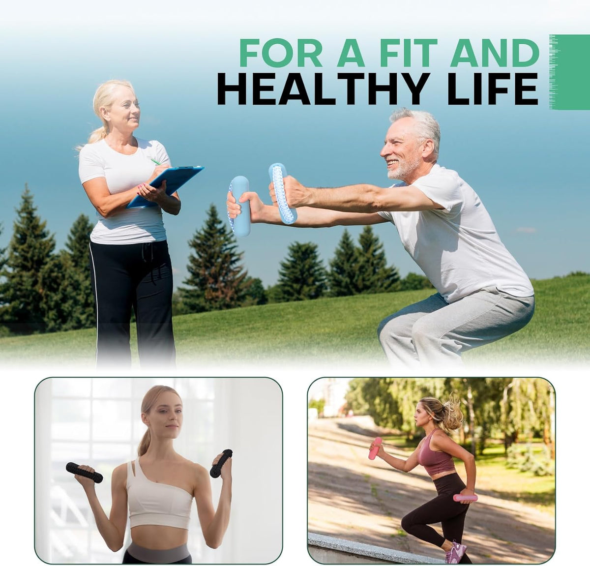 Hand Weights Set for Women Men, Soft Dumbbells of 2 (1lb, 2lbs or 3lbs), Walking Weight with Hand Strap for Aerobics, Jogging, Running