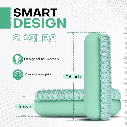 Hand Weights Set for Women Men, Soft Dumbbells of 2 (1lb, 2lbs or 3lbs), Walking Weight with Hand Strap for Aerobics, Jogging, Running