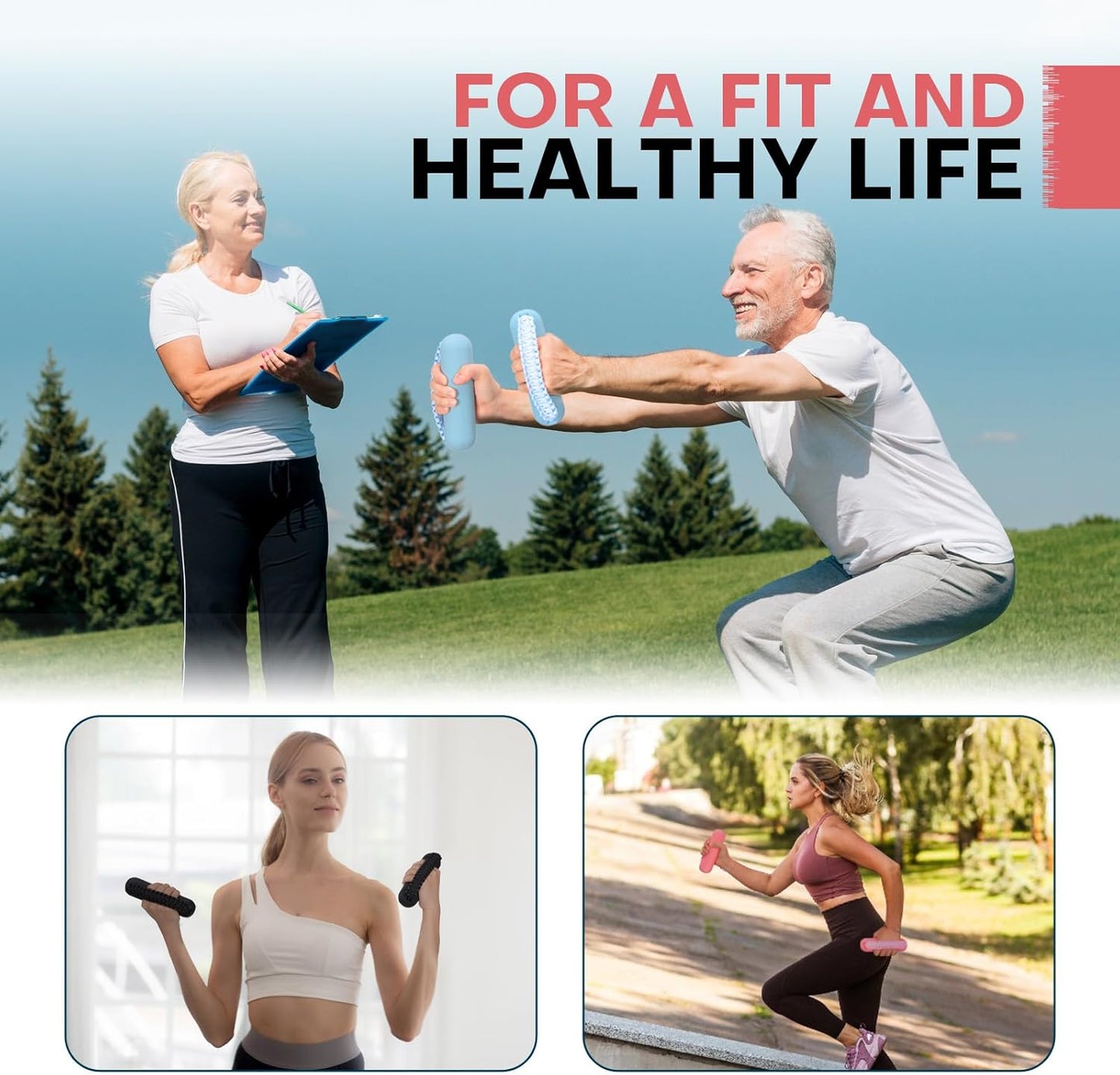 Hand Weights Set for Women Men, Soft Dumbbells of 2 (1lb, 2lbs or 3lbs), Walking Weight with Hand Strap for Aerobics, Jogging, Running