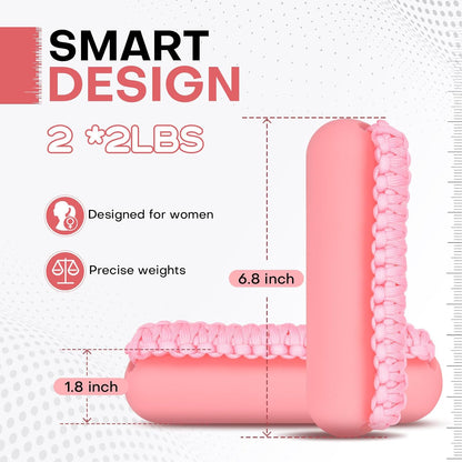 Hand Weights Set for Women Men, Soft Dumbbells of 2 (1lb, 2lbs or 3lbs), Walking Weight with Hand Strap for Aerobics, Jogging, Running