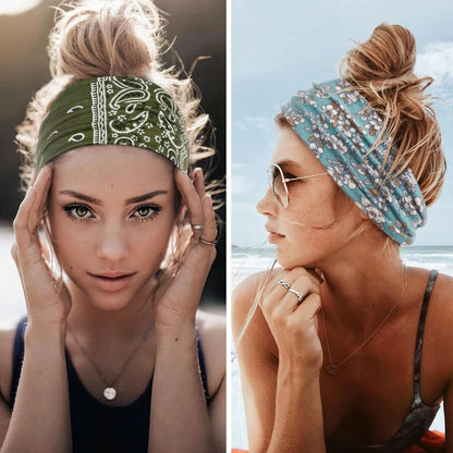 Headbands for Women Non Slip - Wide Elastic Sports Sweatband Headbands, Soft Stretchy Hair Bands for Yoga, Workout, Running & Daily Use, 6 Pack Thick Head Bands
