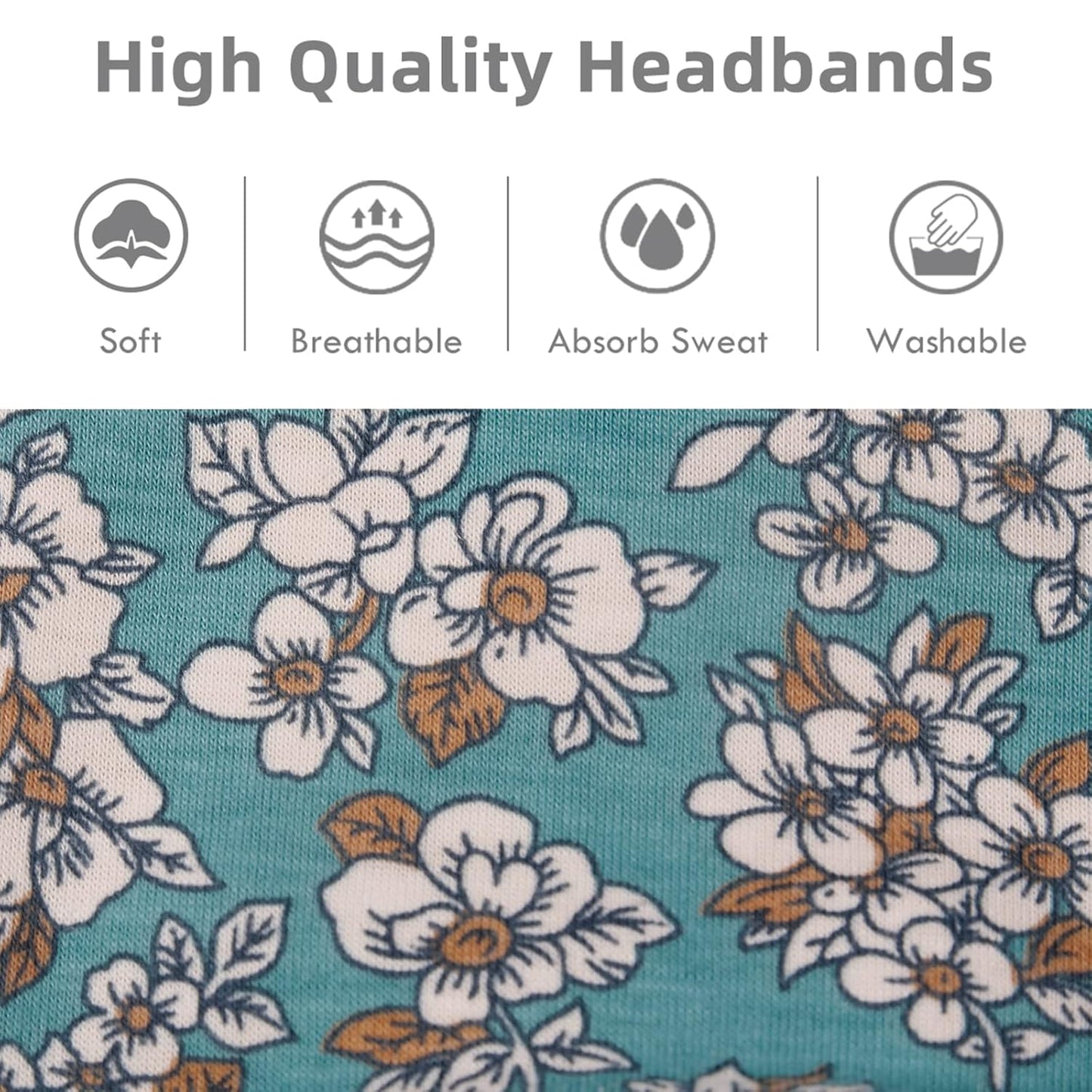Headbands for Women Non Slip - Wide Elastic Sports Sweatband Headbands, Soft Stretchy Hair Bands for Yoga, Workout, Running & Daily Use, 6 Pack Thick Head Bands