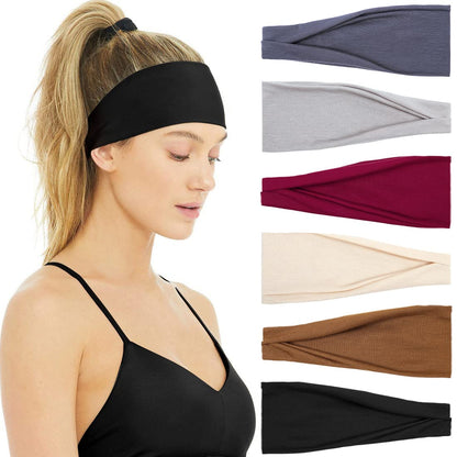 Headbands for Women Non Slip - Wide Elastic Sports Sweatband Headbands, Soft Stretchy Hair Bands for Yoga, Workout, Running & Daily Use, 6 Pack Thick Head Bands