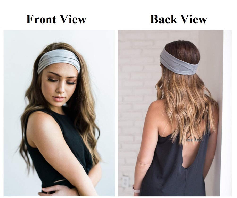 Headbands for Women Non Slip - Wide Elastic Sports Sweatband Headbands, Soft Stretchy Hair Bands for Yoga, Workout, Running & Daily Use, 6 Pack Thick Head Bands