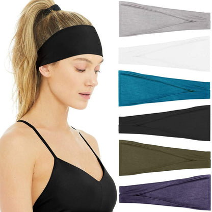 Headbands for Women Non Slip - Wide Elastic Sports Sweatband Headbands, Soft Stretchy Hair Bands for Yoga, Workout, Running & Daily Use, 6 Pack Thick Head Bands