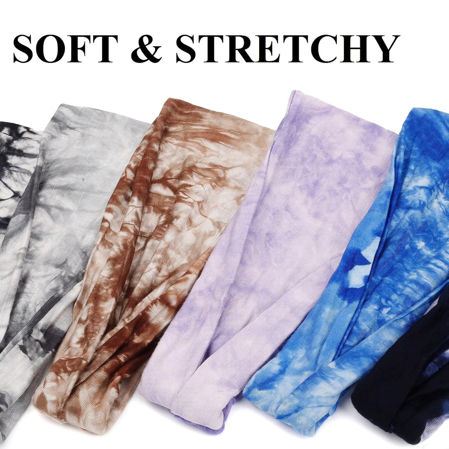 Headbands for Women Non Slip - Wide Elastic Sports Sweatband Headbands, Soft Stretchy Hair Bands for Yoga, Workout, Running & Daily Use, 6 Pack Thick Head Bands