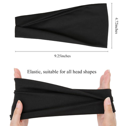 Headbands for Women Non Slip - Wide Elastic Sports Sweatband Headbands, Soft Stretchy Hair Bands for Yoga, Workout, Running & Daily Use, 6 Pack Thick Head Bands