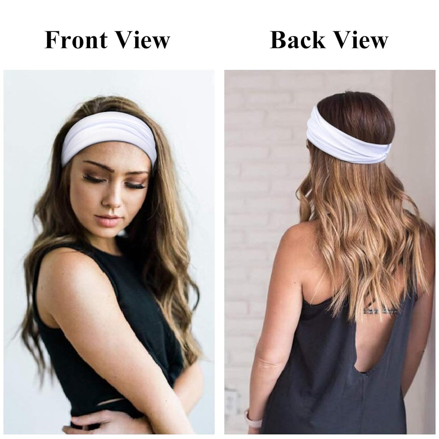 Headbands for Women Non Slip - Wide Elastic Sports Sweatband Headbands, Soft Stretchy Hair Bands for Yoga, Workout, Running & Daily Use, 6 Pack Thick Head Bands