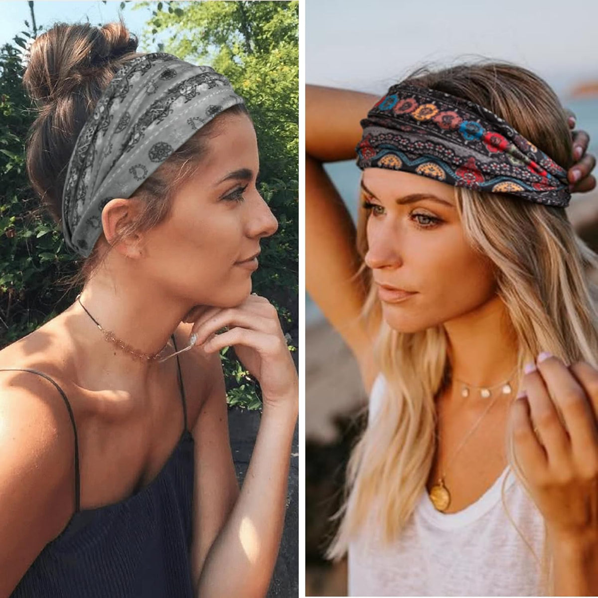 Headbands for Women Non Slip - Wide Elastic Sports Sweatband Headbands, Soft Stretchy Hair Bands for Yoga, Workout, Running & Daily Use, 6 Pack Thick Head Bands