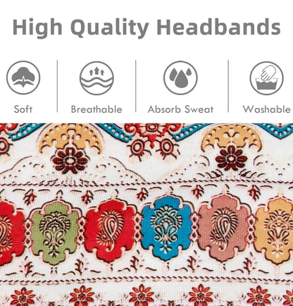 Headbands for Women Non Slip - Wide Elastic Sports Sweatband Headbands, Soft Stretchy Hair Bands for Yoga, Workout, Running & Daily Use, 6 Pack Thick Head Bands