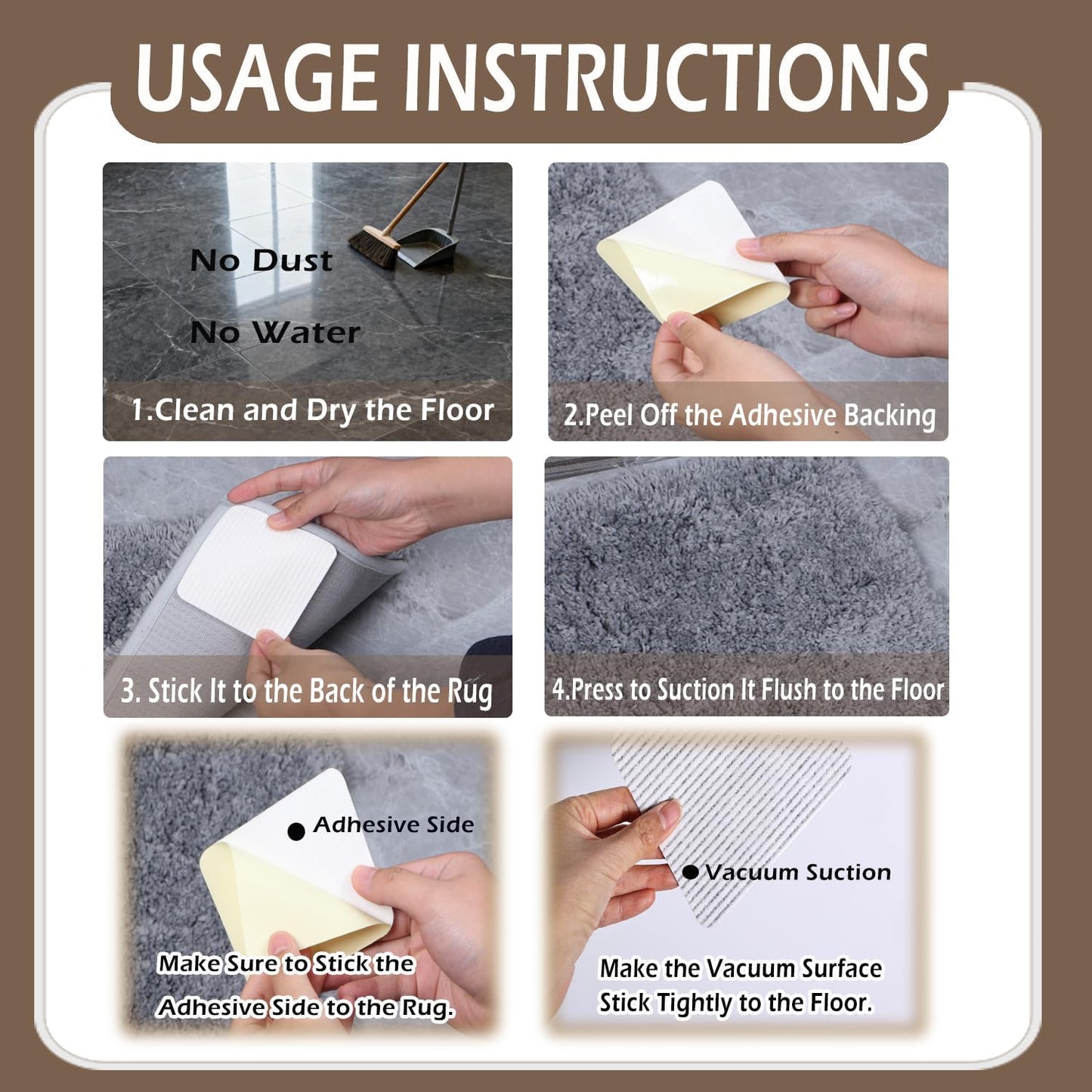 Rug Pads Gripper, Anti Slip Carpet Grippers for Vinyl Floors, Area Rug Pad Grippers Extra Sticky on Tile, Non-Slip Rug Pads Stopper for Hardwood Floor Rug Tape Stickers 12x12cm 4 Pieces