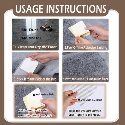 Rug Pads Gripper, Anti Slip Carpet Grippers for Vinyl Floors, Area Rug Pad Grippers Extra Sticky on Tile, Non-Slip Rug Pads Stopper for Hardwood Floor Rug Tape Stickers 12x12cm 4 Pieces