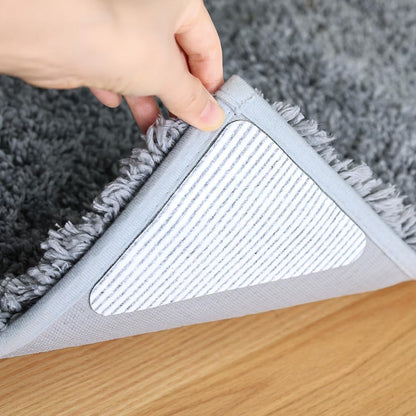 Rug Pads Gripper, Anti Slip Carpet Grippers for Vinyl Floors, Area Rug Pad Grippers Extra Sticky on Tile, Non-Slip Rug Pads Stopper for Hardwood Floor Rug Tape Stickers 12x12cm 4 Pieces