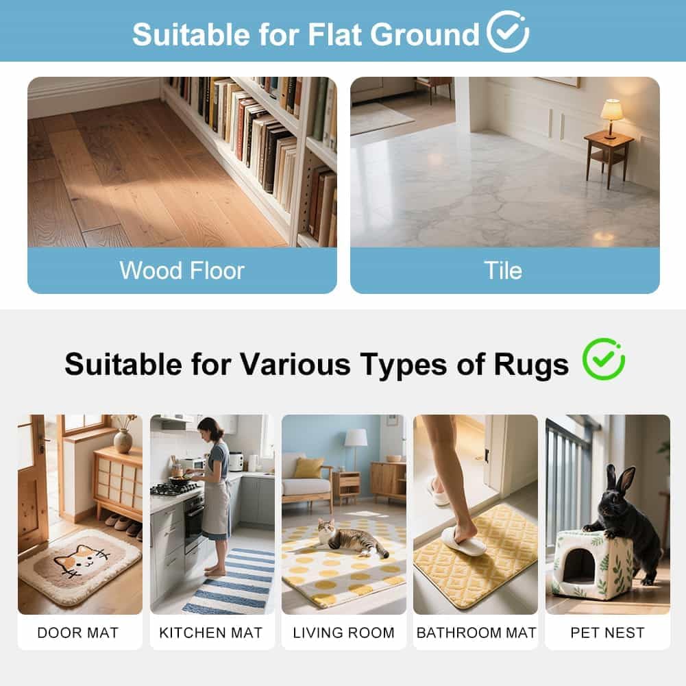 Rug Pads Gripper, Anti Slip Carpet Grippers for Vinyl Floors, Area Rug Pad Grippers Extra Sticky on Tile, Non-Slip Rug Pads Stopper for Hardwood Floor Rug Tape Stickers 12x12cm 4 Pieces