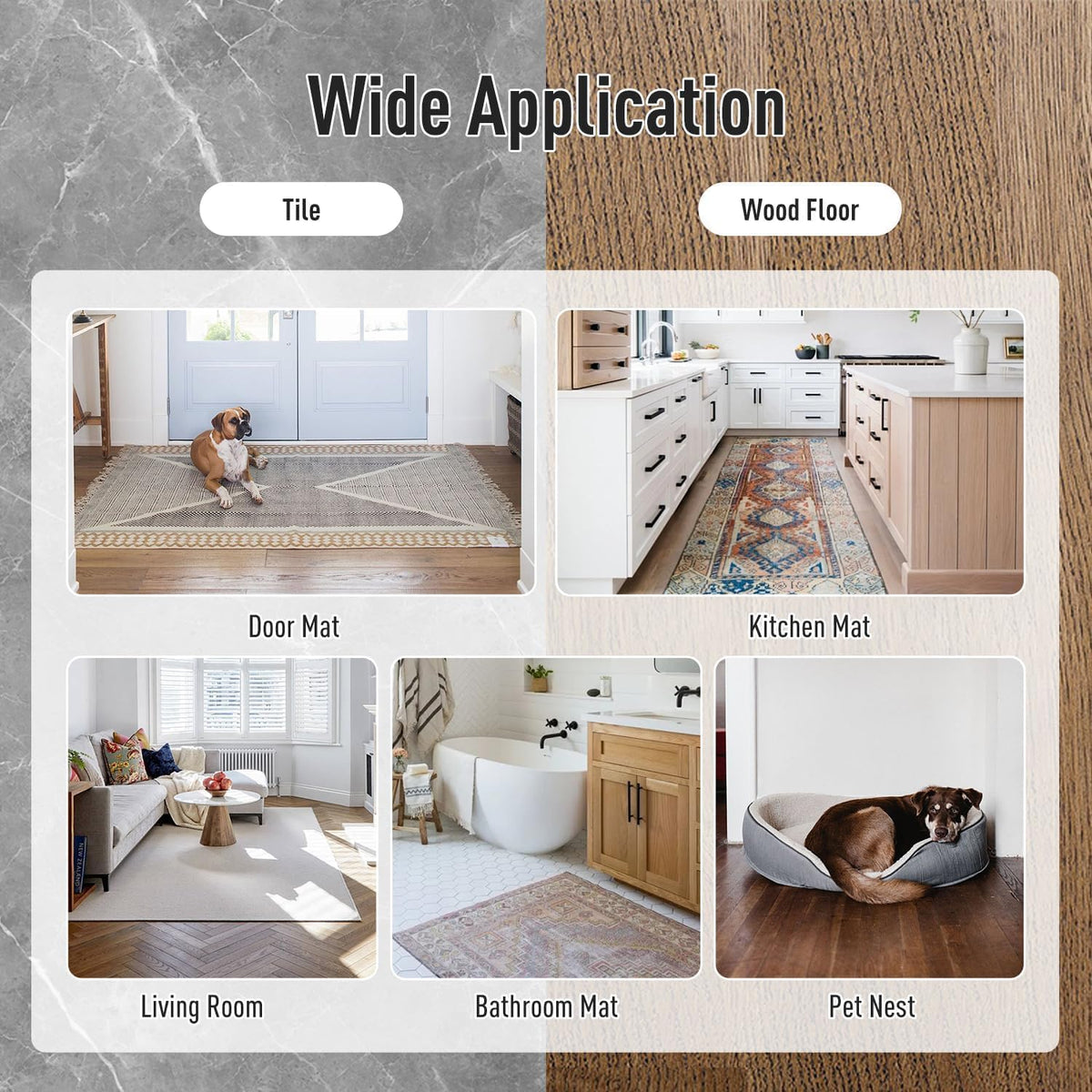Rug Pads Gripper, Anti Slip Carpet Grippers for Vinyl Floors, Area Rug Pad Grippers Extra Sticky on Tile, Non-Slip Rug Pads Stopper for Hardwood Floor Rug Tape Stickers 12x12cm 4 Pieces