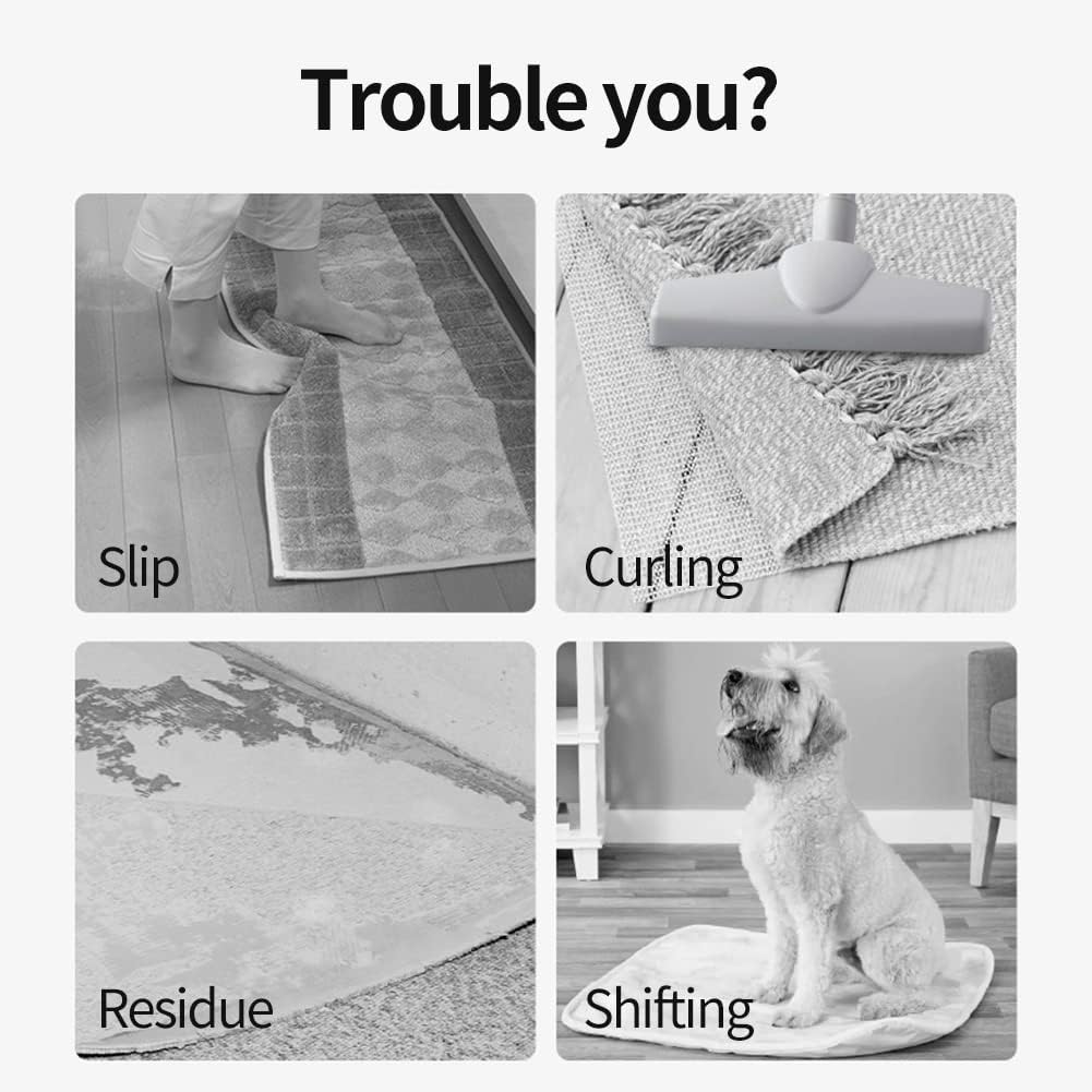Rug Pads Gripper, Anti Slip Carpet Grippers for Vinyl Floors, Area Rug Pad Grippers Extra Sticky on Tile, Non-Slip Rug Pads Stopper for Hardwood Floor Rug Tape Stickers 12x12cm 4 Pieces