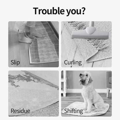 Rug Pads Gripper, Anti Slip Carpet Grippers for Vinyl Floors, Area Rug Pad Grippers Extra Sticky on Tile, Non-Slip Rug Pads Stopper for Hardwood Floor Rug Tape Stickers 12x12cm 4 Pieces