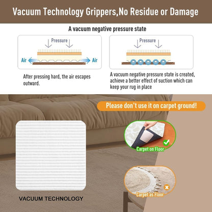 Rug Pads Gripper, Anti Slip Carpet Grippers for Vinyl Floors, Area Rug Pad Grippers Extra Sticky on Tile, Non-Slip Rug Pads Stopper for Hardwood Floor Rug Tape Stickers 12x12cm 4 Pieces