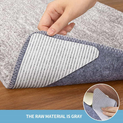 Rug Pads Gripper, Anti Slip Carpet Grippers for Vinyl Floors, Area Rug Pad Grippers Extra Sticky on Tile, Non-Slip Rug Pads Stopper for Hardwood Floor Rug Tape Stickers 12x12cm 4 Pieces