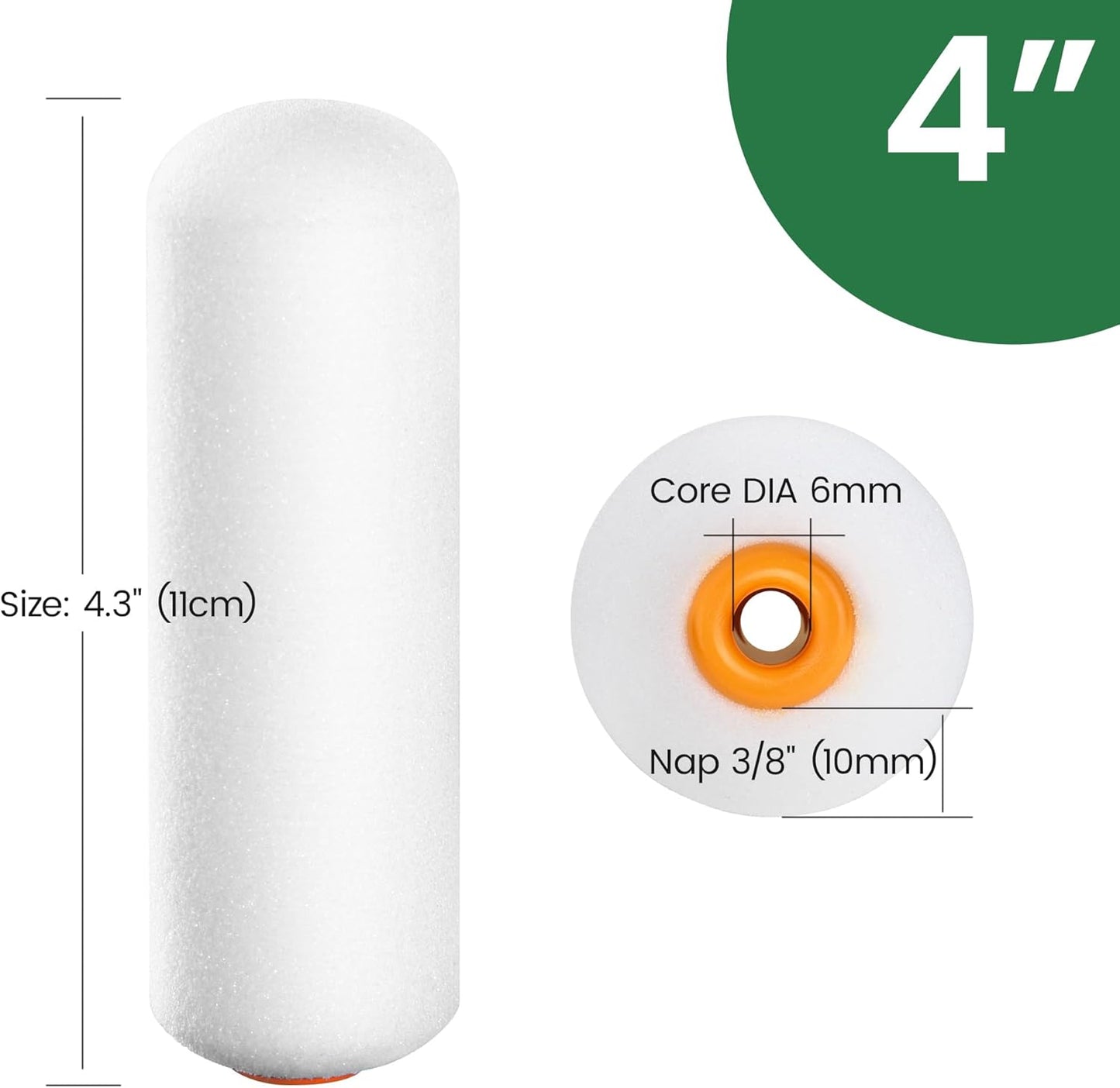 Mini Paint Roller Covers，High Density Foam Paint Roller，4 Inch Foam Roller Paint, 24 Pack,Fits All Flat Surfaces, Including Kitchen Cabinets, Doors, Tables, Etc.