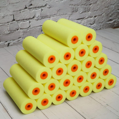 Mini Paint Roller Covers，High Density Foam Paint Roller，4 Inch Foam Roller Paint, 24 Pack,Fits All Flat Surfaces, Including Kitchen Cabinets, Doors, Tables, Etc.