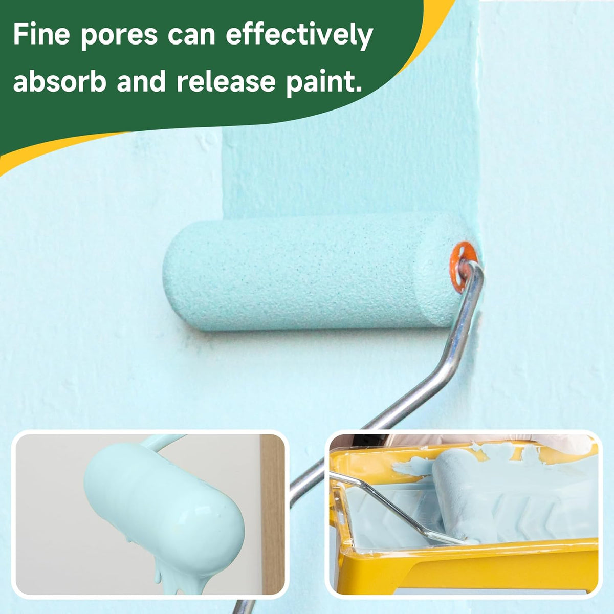 Mini Paint Roller Covers，High Density Foam Paint Roller，4 Inch Foam Roller Paint, 24 Pack,Fits All Flat Surfaces, Including Kitchen Cabinets, Doors, Tables, Etc.