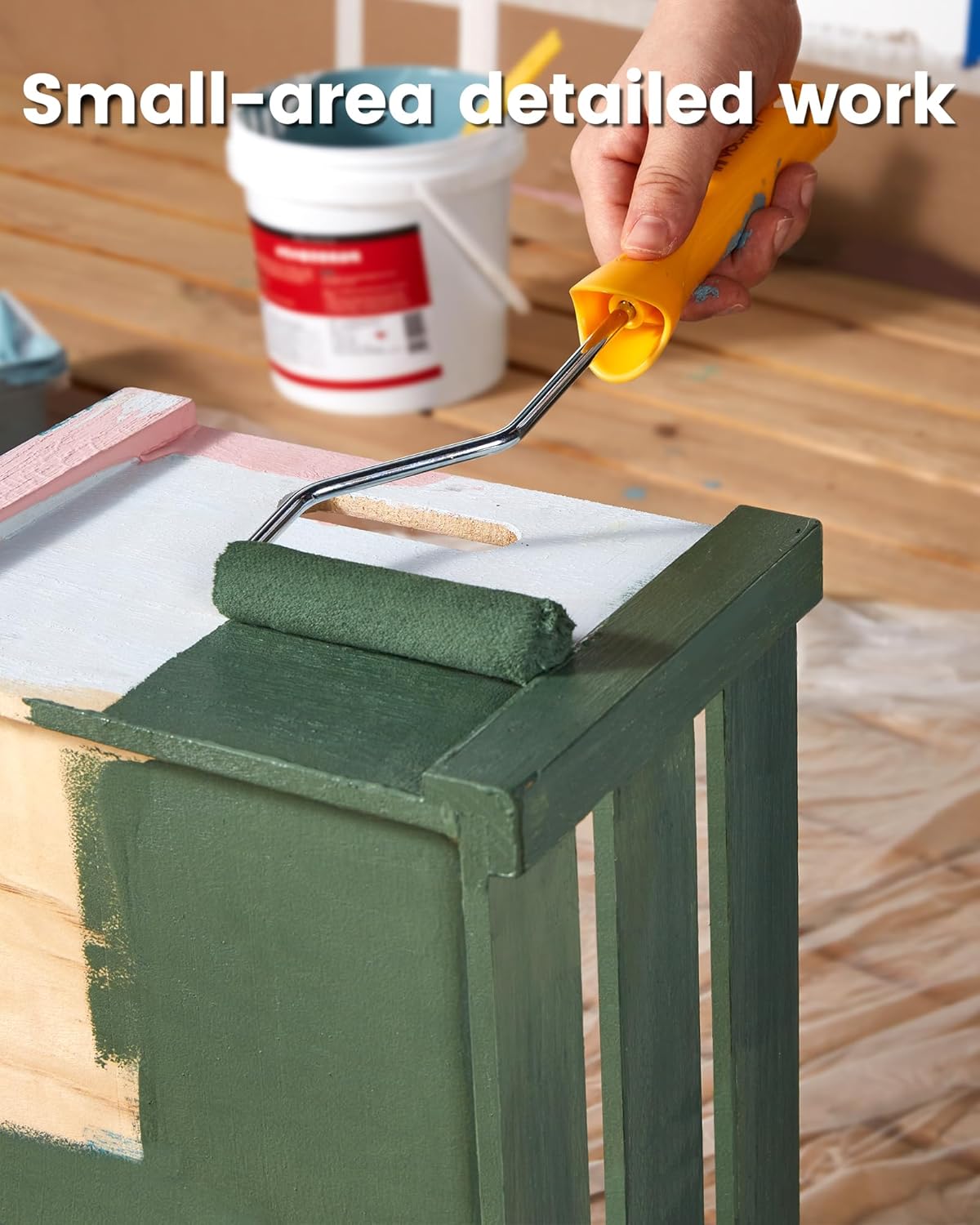 Mini Paint Roller Covers，High Density Foam Paint Roller，4 Inch Foam Roller Paint, 24 Pack,Fits All Flat Surfaces, Including Kitchen Cabinets, Doors, Tables, Etc.