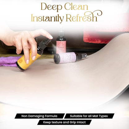 Yoga Mat Cleaner Spray Kit (Pack of 3) Includes a Microfiber Towel, Restores and Refreshes Yoga Mats (Lavender, Fresh Roses, Energy Citrus)
