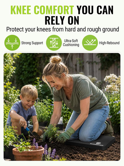 Extra Thick Kneeling Pad, 2 Pack, 17.5 x 11 x 1.5 in, Black | Soft NBR Foam Cushioning for Knee, Large Foam Kneeler Mat, For Gardening, Bathing Baby, Exercise, Workout Supplies