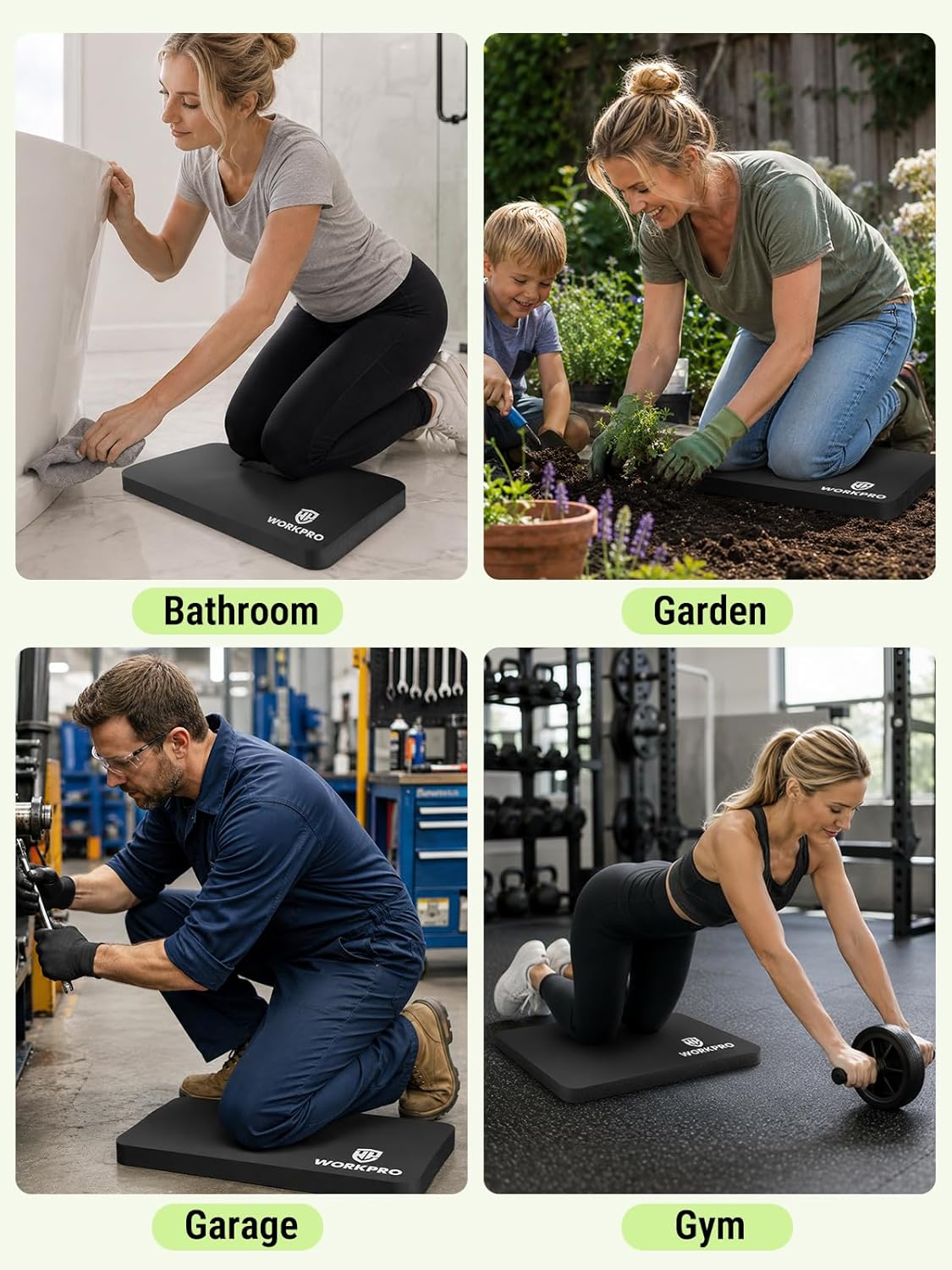 Extra Thick Kneeling Pad, 2 Pack, 17.5 x 11 x 1.5 in, Black | Soft NBR Foam Cushioning for Knee, Large Foam Kneeler Mat, For Gardening, Bathing Baby, Exercise, Workout Supplies