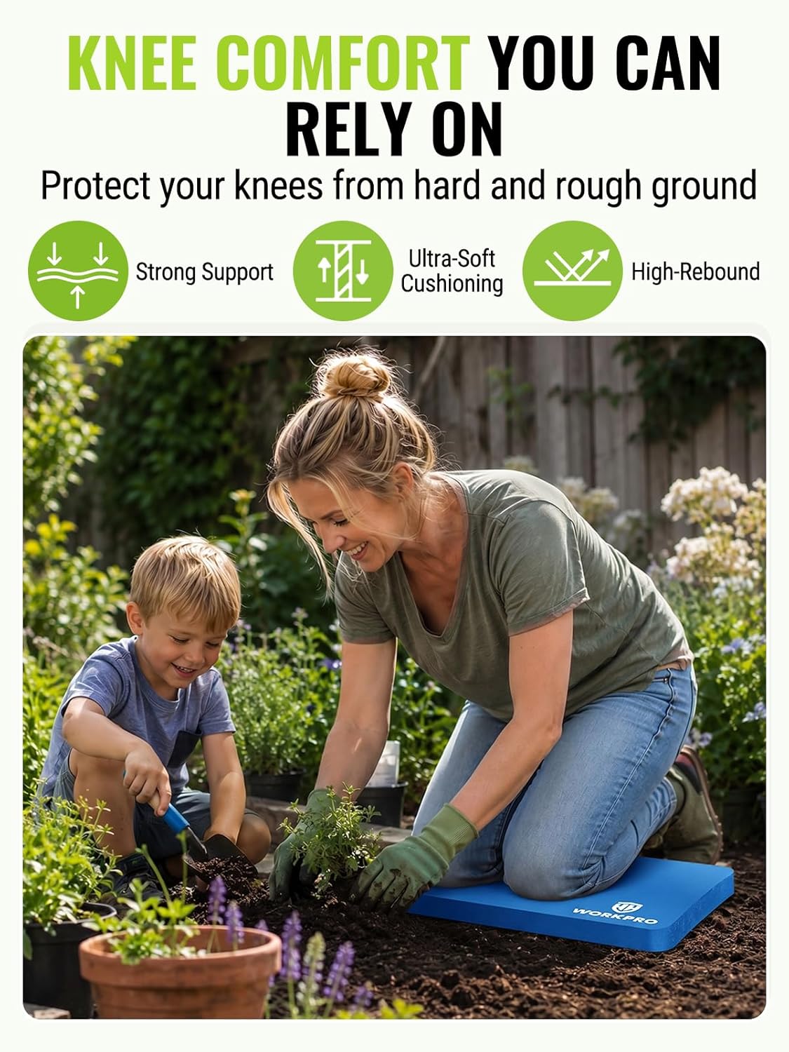 Extra Thick Kneeling Pad, 2 Pack, 17.5 x 11 x 1.5 in, Black | Soft NBR Foam Cushioning for Knee, Large Foam Kneeler Mat, For Gardening, Bathing Baby, Exercise, Workout Supplies