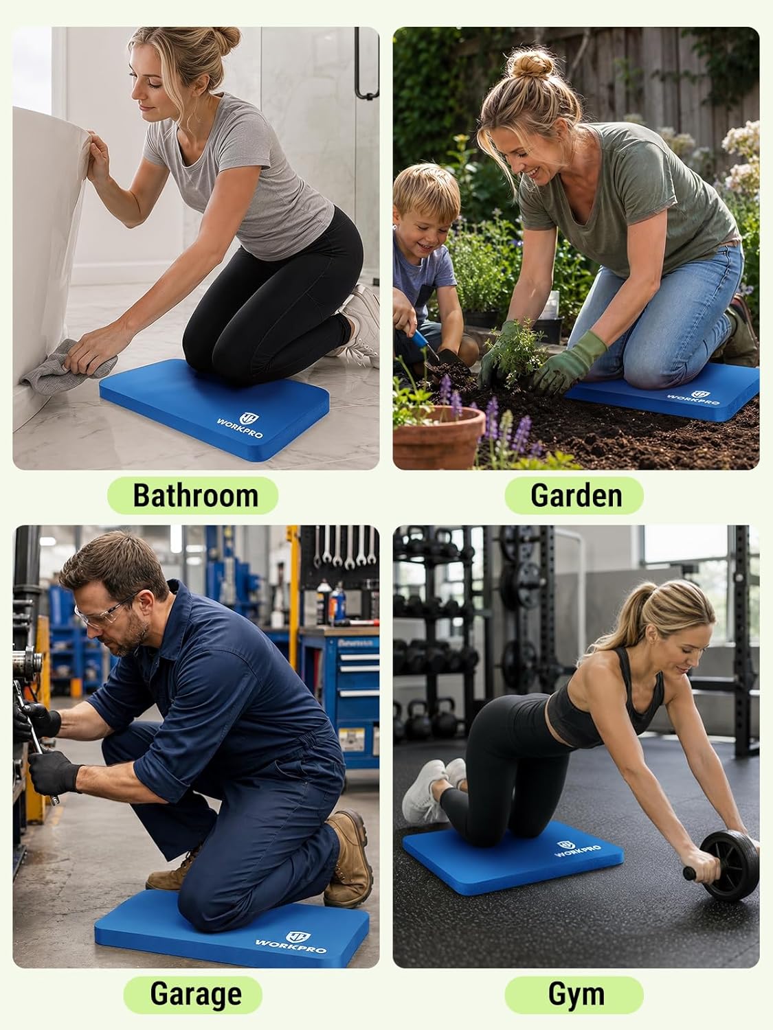 Extra Thick Kneeling Pad, 2 Pack, 17.5 x 11 x 1.5 in, Black | Soft NBR Foam Cushioning for Knee, Large Foam Kneeler Mat, For Gardening, Bathing Baby, Exercise, Workout Supplies