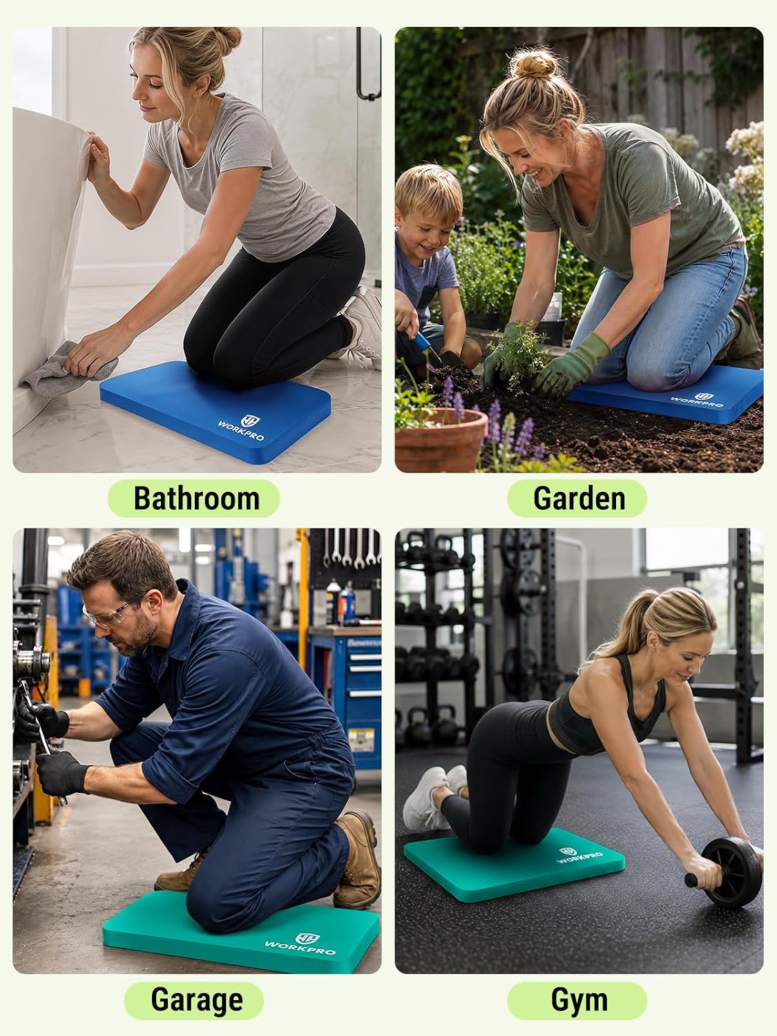 Extra Thick Kneeling Pad, 2 Pack, 17.5 x 11 x 1.5 in, Black | Soft NBR Foam Cushioning for Knee, Large Foam Kneeler Mat, For Gardening, Bathing Baby, Exercise, Workout Supplies