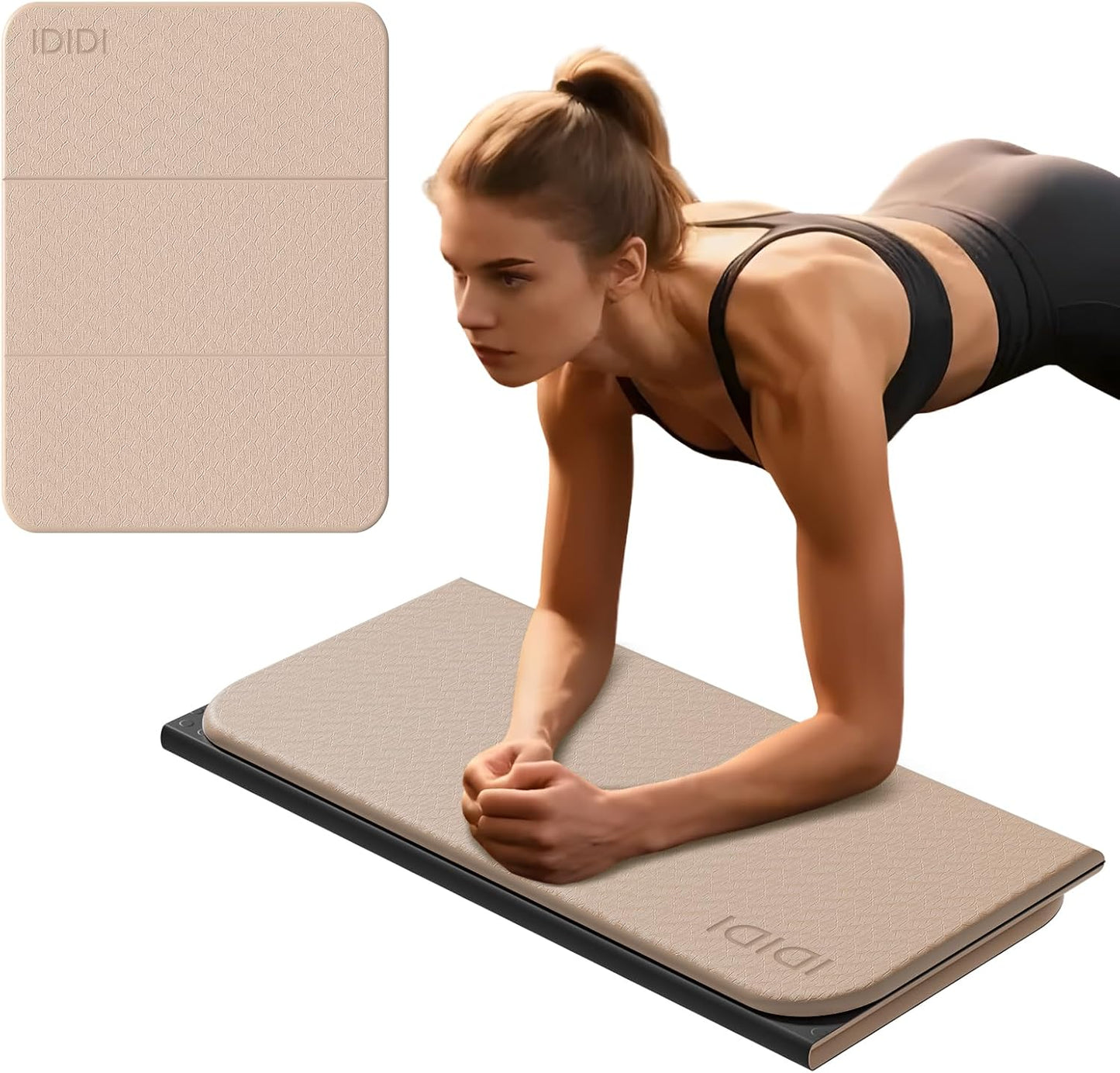 Foldable Exercise Pad Extra Thick 1.2" x 14" x 24" | POE Non-Toxic Multi-Functional Knee & Elbow Cushion for Push Up, Yoga, Pilates, Home & Gym Use for Adults & Kids