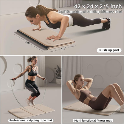 Foldable Exercise Pad Extra Thick 1.2" x 14" x 24" | POE Non-Toxic Multi-Functional Knee & Elbow Cushion for Push Up, Yoga, Pilates, Home & Gym Use for Adults & Kids