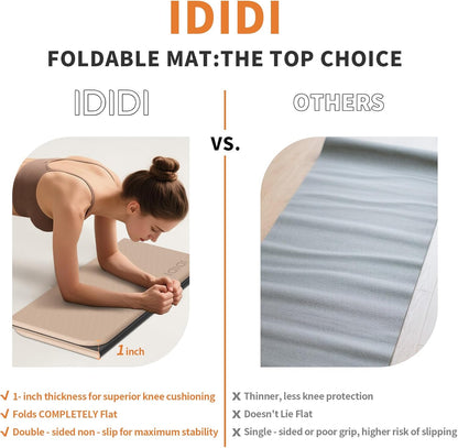 Foldable Exercise Pad Extra Thick 1.2" x 14" x 24" | POE Non-Toxic Multi-Functional Knee & Elbow Cushion for Push Up, Yoga, Pilates, Home & Gym Use for Adults & Kids