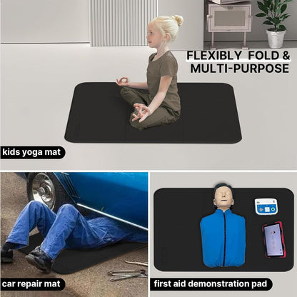 Foldable Exercise Pad Extra Thick 1.2" x 14" x 24" | POE Non-Toxic Multi-Functional Knee & Elbow Cushion for Push Up, Yoga, Pilates, Home & Gym Use for Adults & Kids