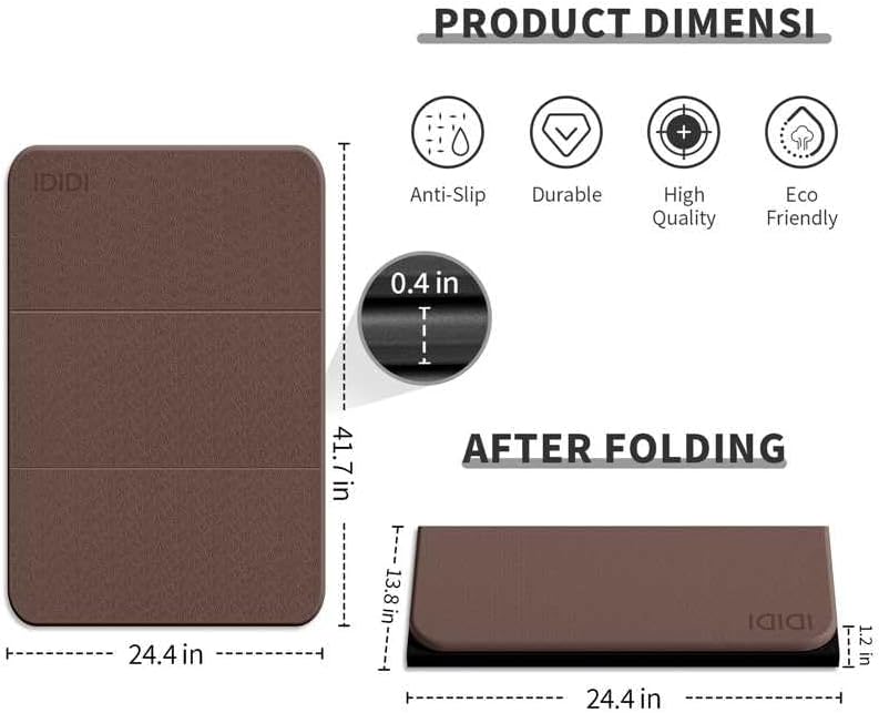 Foldable Exercise Pad Extra Thick 1.2" x 14" x 24" | POE Non-Toxic Multi-Functional Knee & Elbow Cushion for Push Up, Yoga, Pilates, Home & Gym Use for Adults & Kids