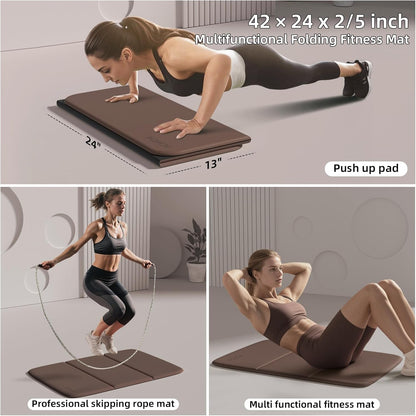 Foldable Exercise Pad Extra Thick 1.2" x 14" x 24" | POE Non-Toxic Multi-Functional Knee & Elbow Cushion for Push Up, Yoga, Pilates, Home & Gym Use for Adults & Kids