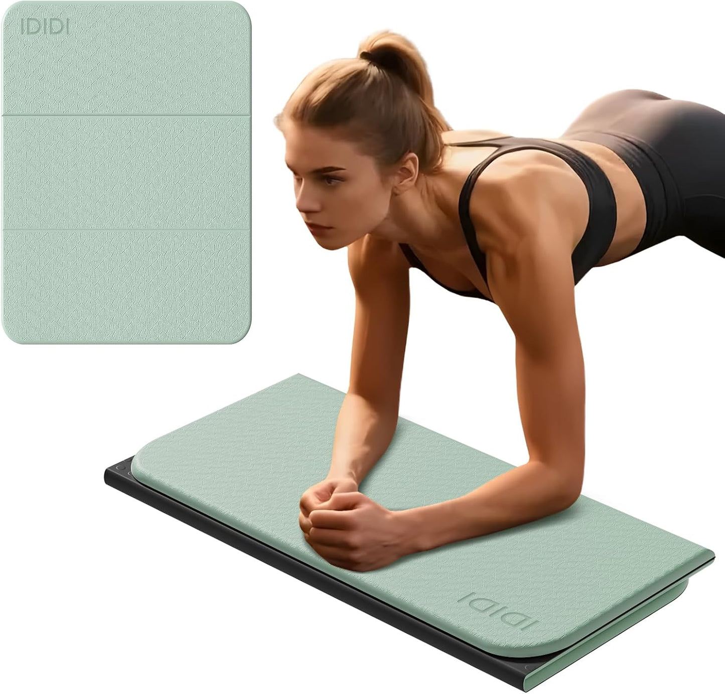 Foldable Exercise Pad Extra Thick 1.2" x 14" x 24" | POE Non-Toxic Multi-Functional Knee & Elbow Cushion for Push Up, Yoga, Pilates, Home & Gym Use for Adults & Kids