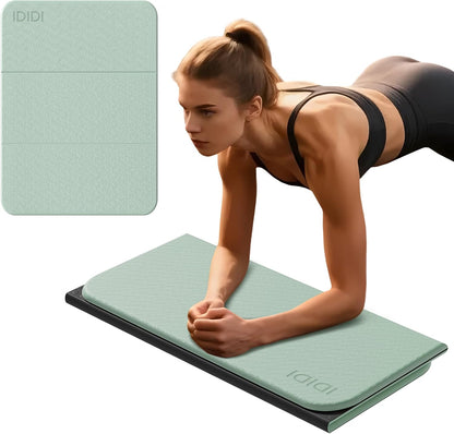 Foldable Exercise Pad Extra Thick 1.2" x 14" x 24" | POE Non-Toxic Multi-Functional Knee & Elbow Cushion for Push Up, Yoga, Pilates, Home & Gym Use for Adults & Kids