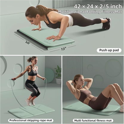Foldable Exercise Pad Extra Thick 1.2" x 14" x 24" | POE Non-Toxic Multi-Functional Knee & Elbow Cushion for Push Up, Yoga, Pilates, Home & Gym Use for Adults & Kids