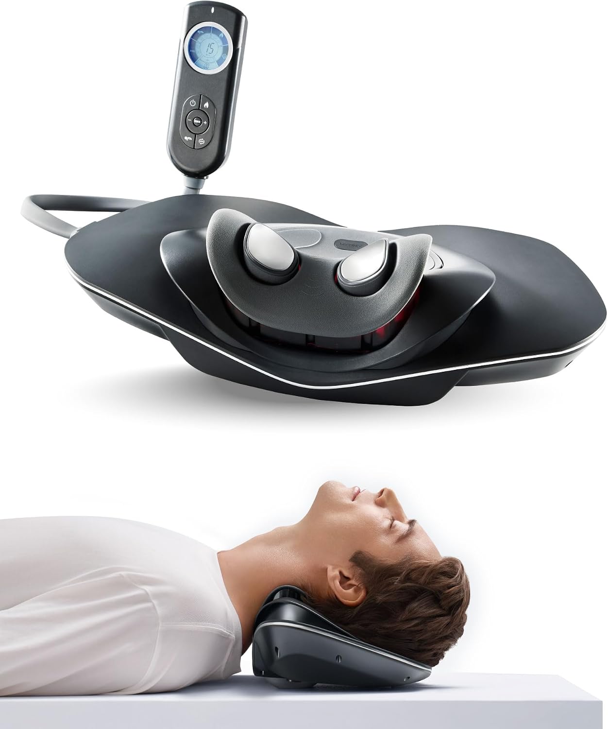 Medi Neck Multi-Functional Cervical Traction Device, Electric Stretcher with Dynamic Stretching, 3 Modes Electrotherapy & Hyperthermia to Relieve Cervical Pain, Easy to Use