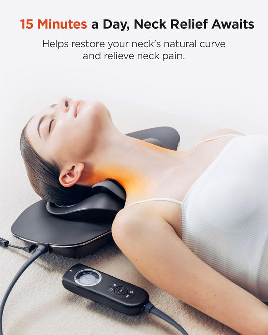 Medi Neck Multi-Functional Cervical Traction Device, Electric Stretcher with Dynamic Stretching, 3 Modes Electrotherapy & Hyperthermia to Relieve Cervical Pain, Easy to Use
