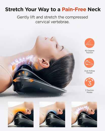 Medi Neck Multi-Functional Cervical Traction Device, Electric Stretcher with Dynamic Stretching, 3 Modes Electrotherapy & Hyperthermia to Relieve Cervical Pain, Easy to Use