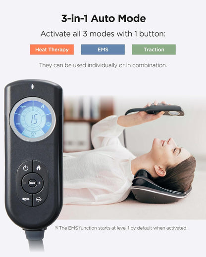 Medi Neck Multi-Functional Cervical Traction Device, Electric Stretcher with Dynamic Stretching, 3 Modes Electrotherapy & Hyperthermia to Relieve Cervical Pain, Easy to Use