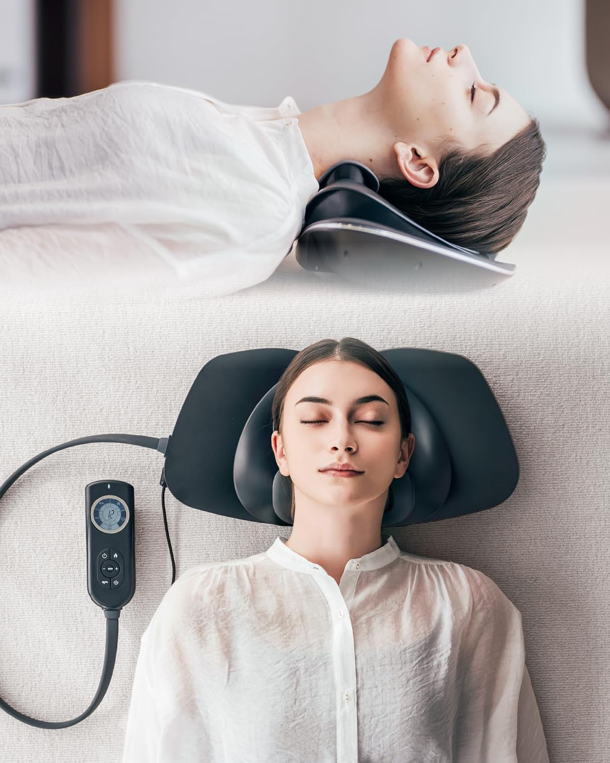 Medi Neck Multi-Functional Cervical Traction Device, Electric Stretcher with Dynamic Stretching, 3 Modes Electrotherapy & Hyperthermia to Relieve Cervical Pain, Easy to Use