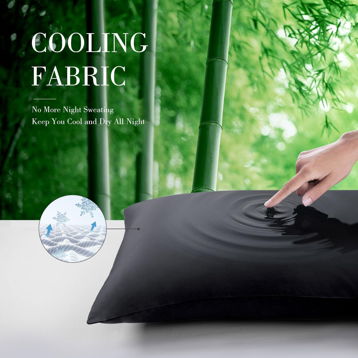 Cooling Queen Pillowcases Set of 2 Breathable Cool Silky Soft Rayon Derived from Bamboo Fabric, Moisture Wicking for Hot Sleepers, Hair and Skin Friendly, Dark Grey, 2 Pack, 20x30IN