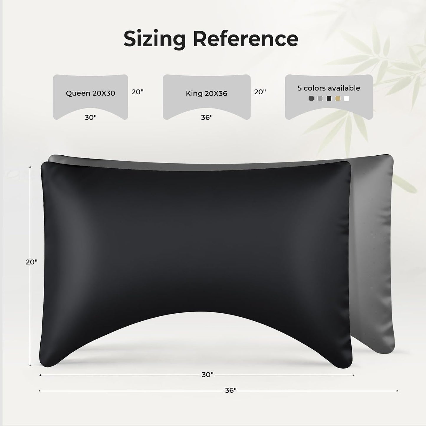 Cooling Queen Pillowcases Set of 2 Breathable Cool Silky Soft Rayon Derived from Bamboo Fabric, Moisture Wicking for Hot Sleepers, Hair and Skin Friendly, Dark Grey, 2 Pack, 20x30IN